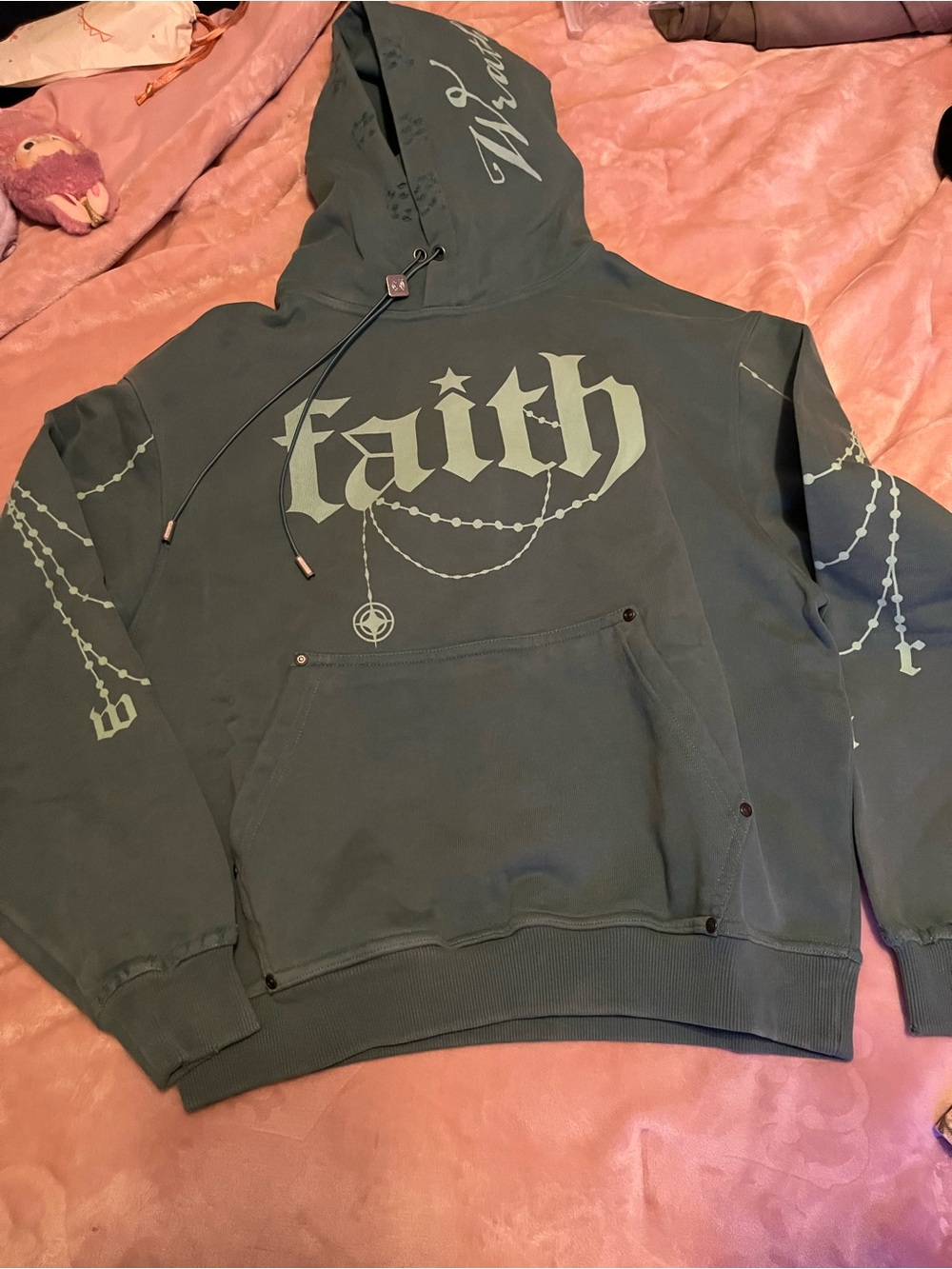 Faith Graphic Pullover Hoodie - Green